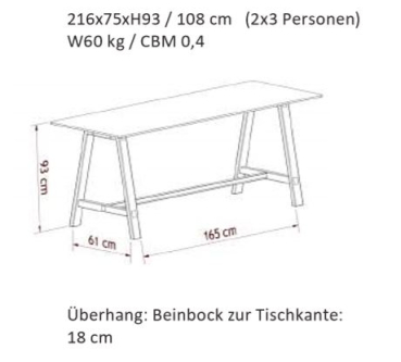 Andersen HT1 Stehtisch 216cm